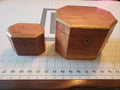 Antique Nesting Octagonal Tea Caddy Boxes Set with Working Key, Brass Trim