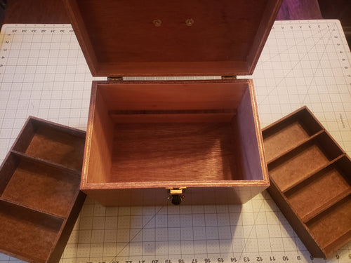 Wooden Compartment Box with Two Removable Trays 11.5 x 8 x 8 in